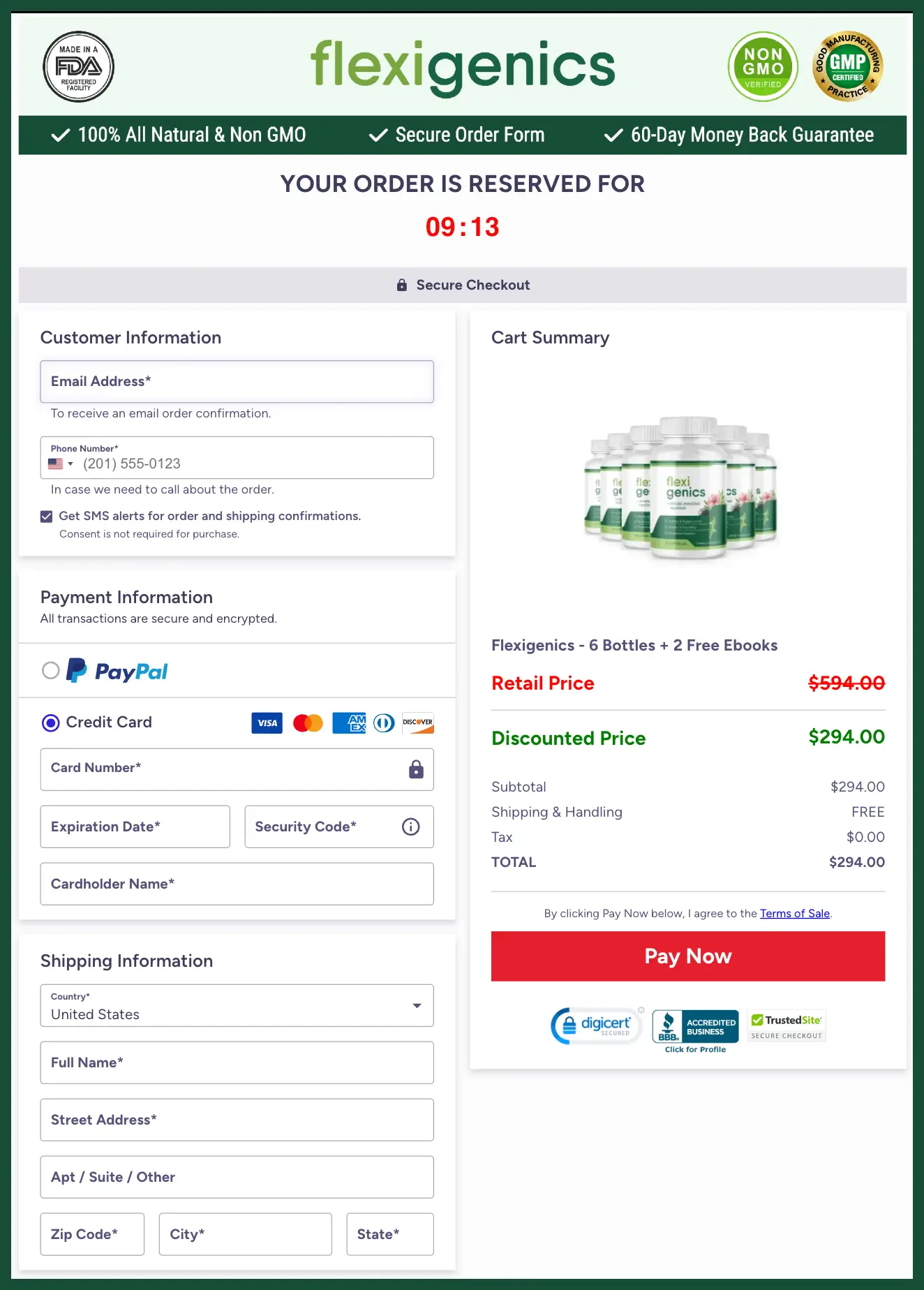 Flexigenics Official Website Secure Order Page